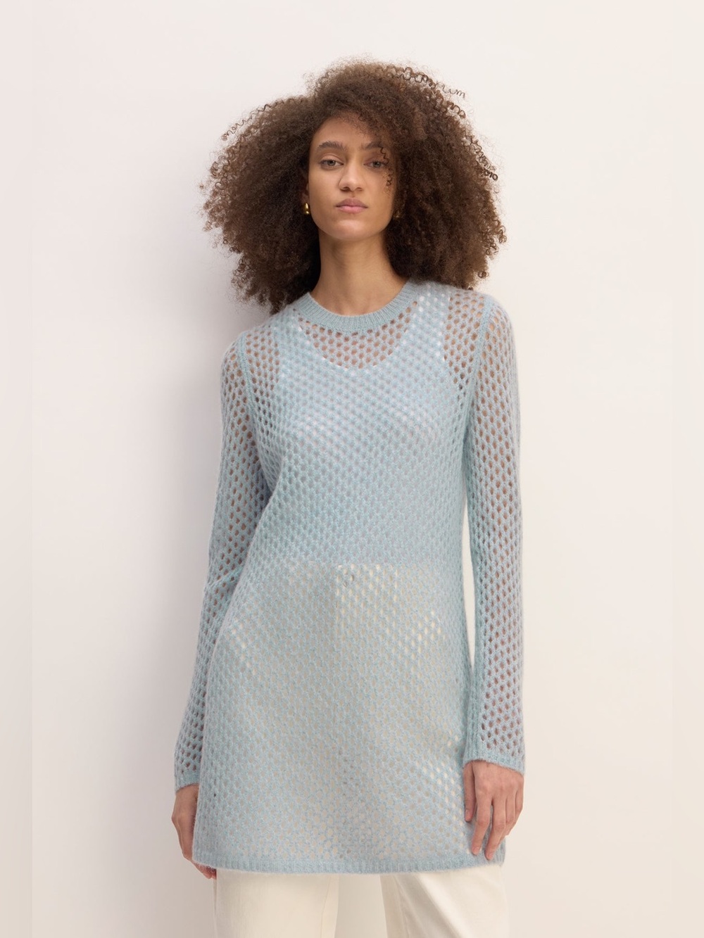 Marques Almeida x Everlane Light Blue Mesh Knit Long Jumper Size M